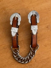 Engraved Silver Light Oil Leather Western SHOW Curb Chain 4 Bridle