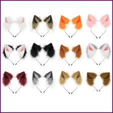 Handmade Faux Fur Animal Ears Headband Furry Cat Fox Ear Hairhoop Headwear