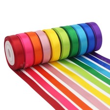 Rainbow Ribbon Solid Color Assortment 10 Colors Double Face Satin Ribbon for
