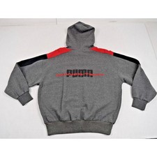 Vintage Sweatshirt Puma Power Tech Size S 80s Gray Red Black Shoulder Stripe