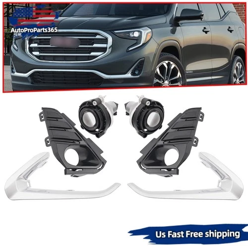 6PCS For 2018-2021 GMC Terrain Front Bumper Fog Lights Lamp w/Bezel &Chrome Trim - product listing photo