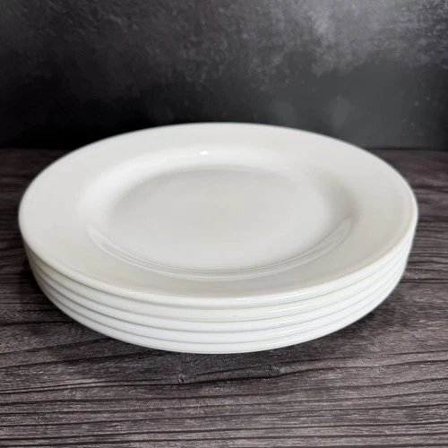 Vintage Anchor Hocking Anchorwhite Milk Glass 9-inch Dinner Plates Set of 5