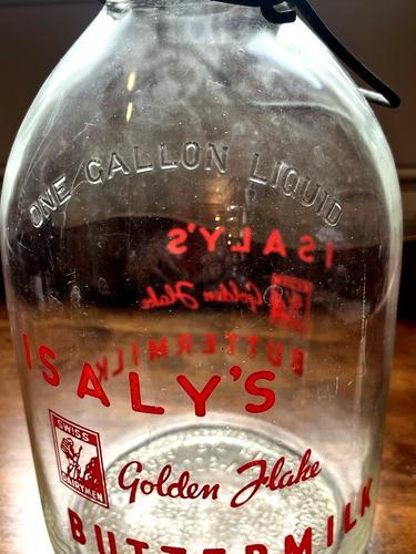 Vintage Isaly's Dairy 1 Gallon Golden Flake Buttermilk Bottle Swiss Dairymen (Sh - Picture 3 of 7