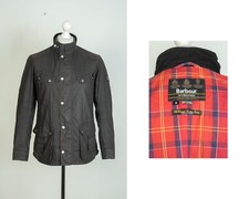 -Men's Barbour Enfield Wax Black Field Jacket Size M