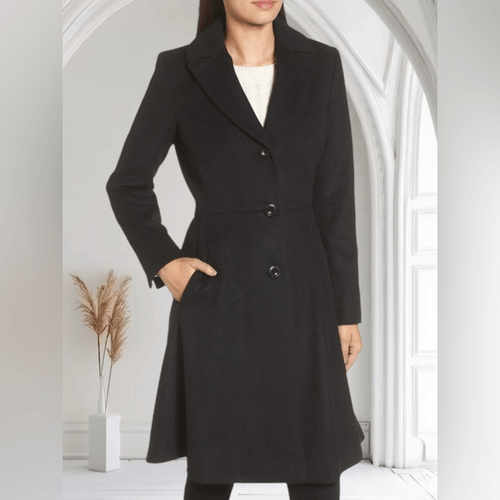 Trina Trina Turk Black Wool Three Button Closure Skyler Coat NWT - Picture 5 of 8