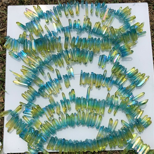 50g AB titanium rainbow aura lemurian quartz crystal point gem rock reiki - Picture 8 of 8