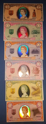 MONTSERRAT ISLAND 1 5 10 20 50 100 DOLLARS UNC 10 x 6 PCS SET 2018 QEII (60 Pcs) - Picture 4 of 5