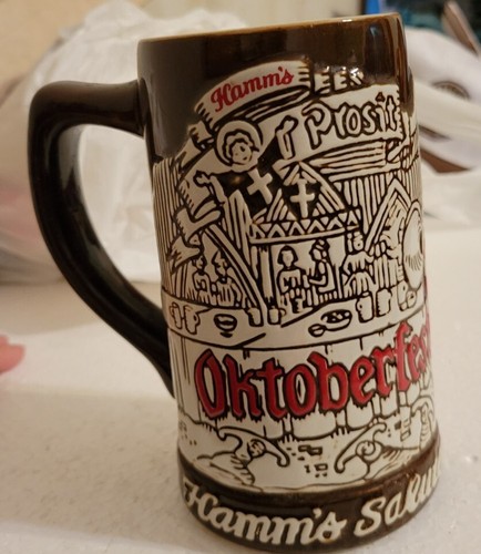 Vintage Hamm's Beer Oktoberfest 1973 Stein Mug Tankard Ceramarte Brazil Ceramic - Picture 3 of 5