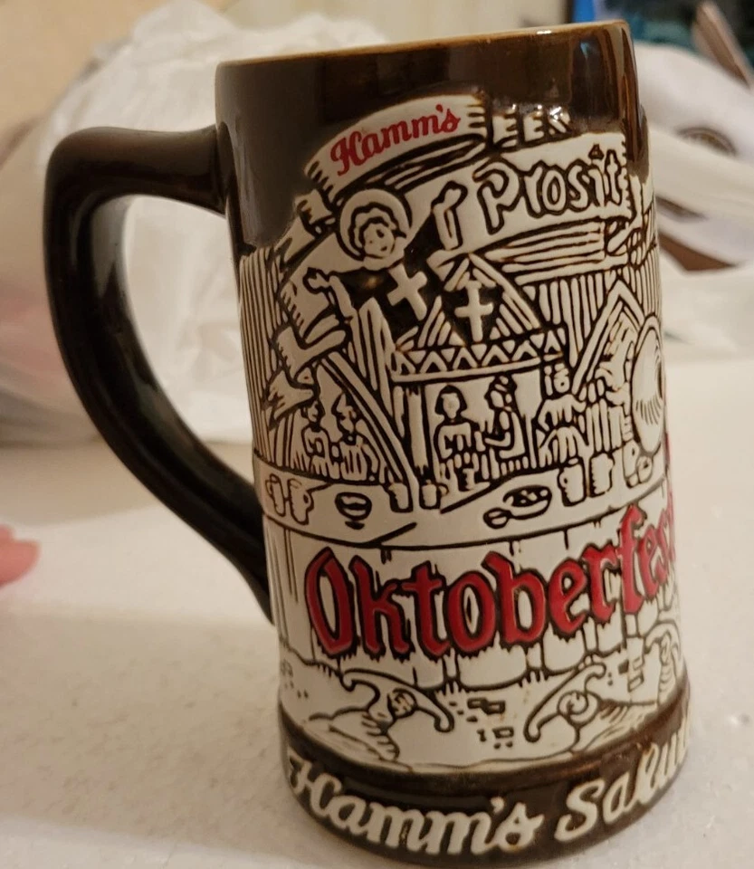 Taza de piedra vintage Hamm's Beer Oktoberfest 1973 jarra Ceramarte Brasil cerámica Foto 3 de 4