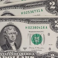 Low Run 2 Dollar Bill 6.4M Single Block Run Choose 1 Note