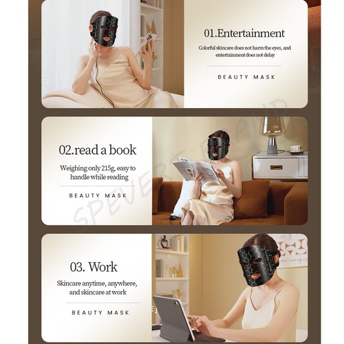 7color LED Photon Therapy Beauty Face Mask Skin Rejuvenation Silicone Light Mask - Picture 10 of 11