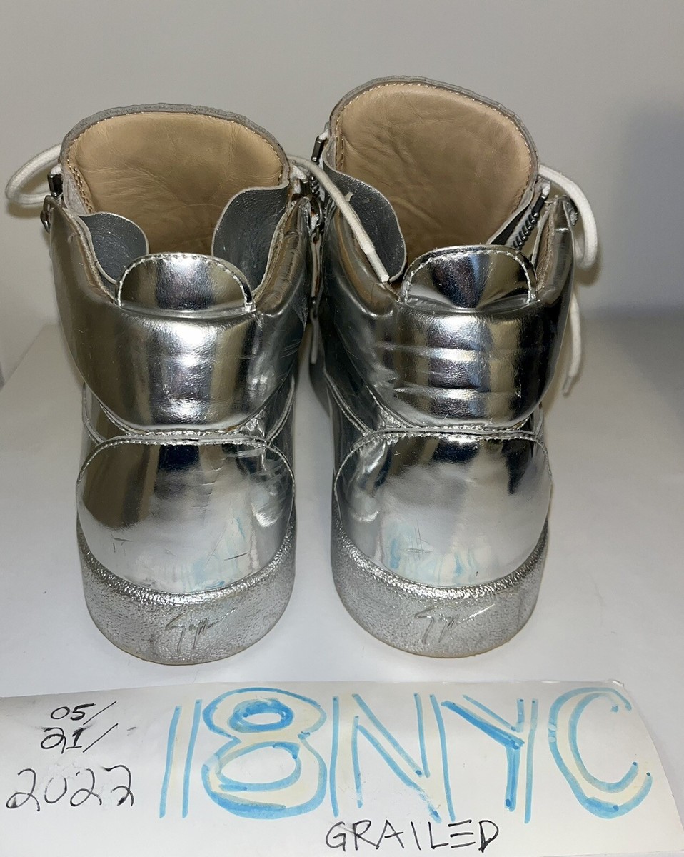 Rare GIUSEPPE ZANOTTI Silver Patent Leather Sneakers size