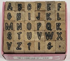 Hampton Art Studio G Mini Alphabet Wood Mounted Rubber Stamp VS331 Open Package