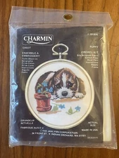 Janlynn Charmin Puppy Dog Crewel Embroidery Kit Cool Yarn Made in USA New