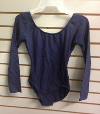 Mirella Women's Size Small 4-6 Navy Blue Long Sleeve Leotard