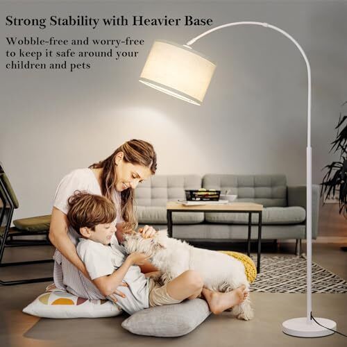 Arc Floor Lamp, Modern Floor Lamp for Living Room with Adjustable Lamp White - Picture 6 of 6