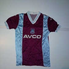 West Ham United 1987-89 home football jersey shirt small men's Scoreline Avco