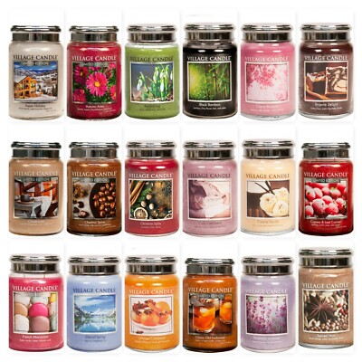 ( EUR 36,53 / kg ) Village Candle Duftkerze im Glas 602g Kerze 23 versch.Düfte