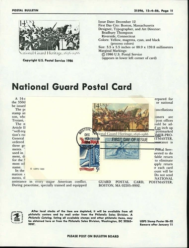 Ranto Cachet US FDC #UX114 combo 1312 Unofficial Souvenir Page 1986 Natl Guard