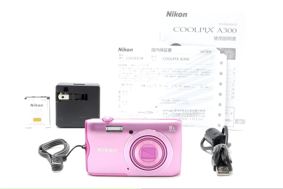 MINT Nikon COOLPIX A300 20.1MP Digital Camera Pink 8x zoom Wi Fi w From Japan