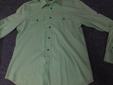 Express Mens Shirt Large Green Striped button down