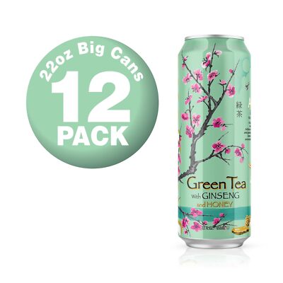 AriZona Green Tea with Ginseng and Honey - Big Can, 22 Fl Oz (Pack