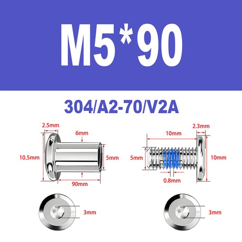 Möbelschrauben A2 V2A Hülsenschrauben M2-M6 Verbindungsschraube Möbelverbinder - Bild 90 von 122