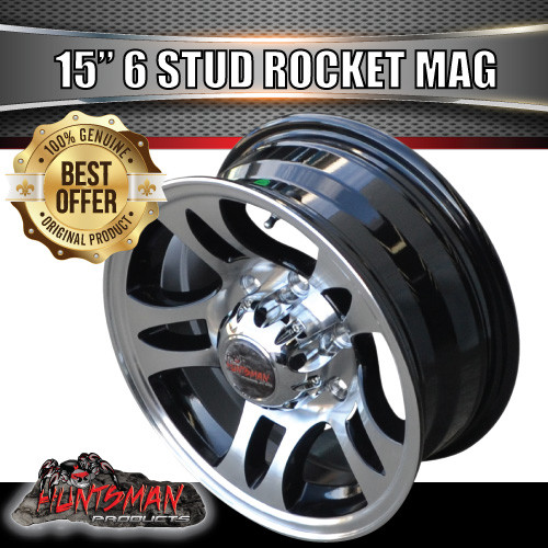 15x6 6 Stud 6/139.7 Rocket Alloy Mag Wheel Rim Caravan Camper Boat ...