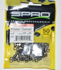 spro power swivel  size 2  230lb test 50 per pack spsb-02-50
