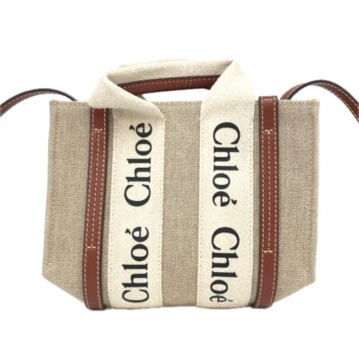 Chloe Woody 2way Mini Tote Bag Shoulder Bag Beige [Used] [Good 