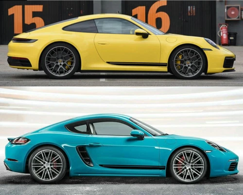 2PCS Car Side Sticker For Porsche 911 Cayman 718 Carrera Racing Sport Stripes - Foto 4 di 9