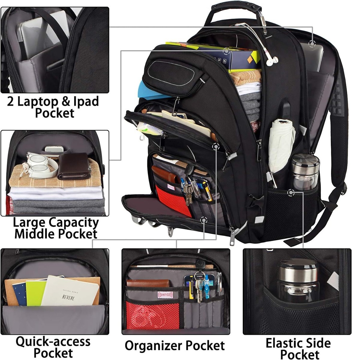 backpack big enough to hold a gaming laptop 18.4 inch Gaming Laptop Backpacks with USB Charging Port, Big Capacity Grey