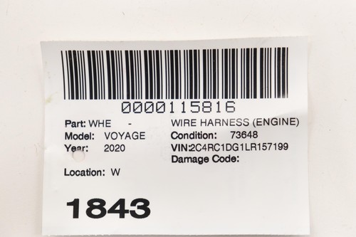 2020 CHRYSLER VOYAGER 3.6L ENGINE MOTOR POWERTRAIN WIRE WIRING HARNESS OEM - Picture 20 of 20
