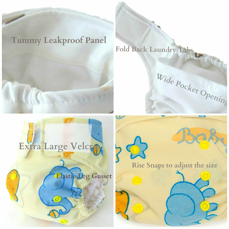 Pañales de tela de bolsillo KaWaii Baby 6 recién nacidos puros y naturales 0-18 Mos/6-22 libras Foto 2 de 4