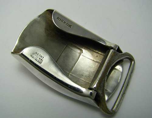 ART DECO STERLING SILVER BELT BUCKLE 14K GOLD INLAY by Hickok 1940s Used Mono JG - Picture 8 of 15