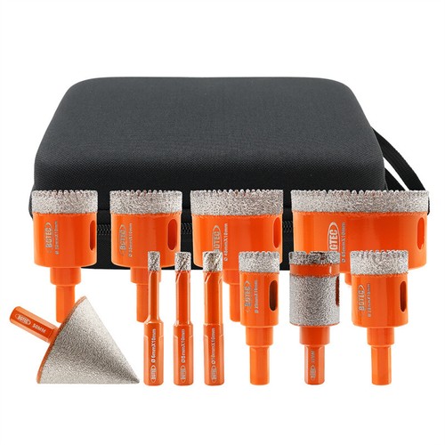 Diamond Drill Bit TRI Shank Porcelain Tile Marble 11pcs Hole Saw Set Hand Drill - Picture 19 of 20