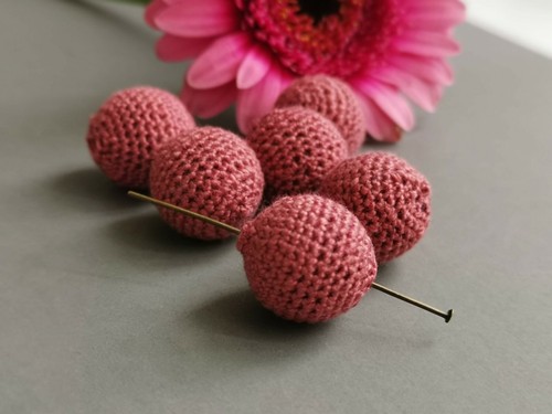 Large handmade cotton crochet beads 20mm pack of 2 - 10 colours - Picture 11 of 11