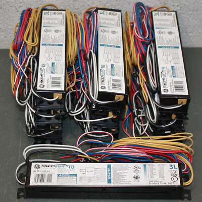 (10) GE Ultra Start T8 Fluorescent Ballasts GE332-MVPS-L, 120-277V AC Programmed