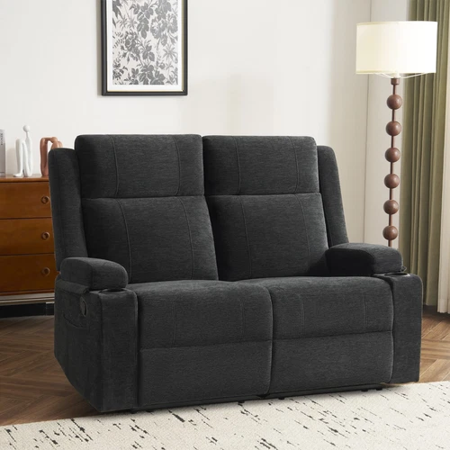 RV Loveseat Recliner,Space-Saving Double Reclining Sofa