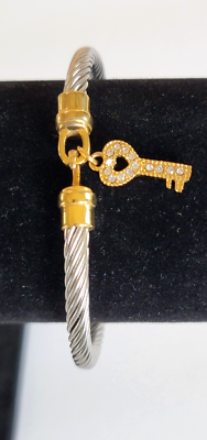 Emma Skye DSMK Stainless Steel Cable Bracelet Two Tone Key
