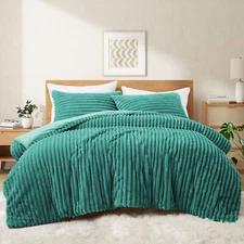 Soft Warm Winter Fluffy Faux Fur Fleece Flannel Comforter Sets Bed Blanket