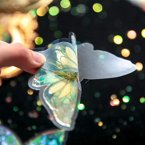 Pegatinas de PVC holográficas de mariposa de colección diario bala tarjeta fotográfica hágalo usted mismo artesanías - Imagen 6 de 11