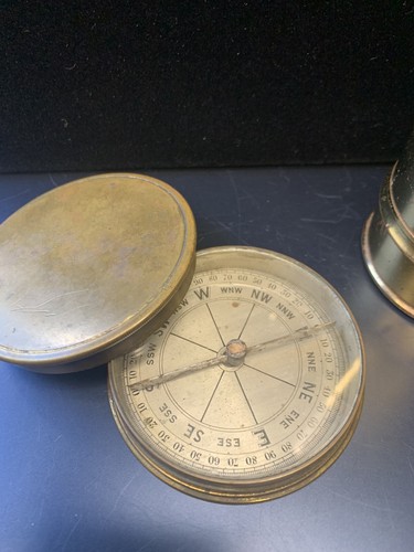 Antique Brass Spyglass & Compass Made in France 3 Draw Telescope 10” to 29.5” - 第 6/24 張圖片