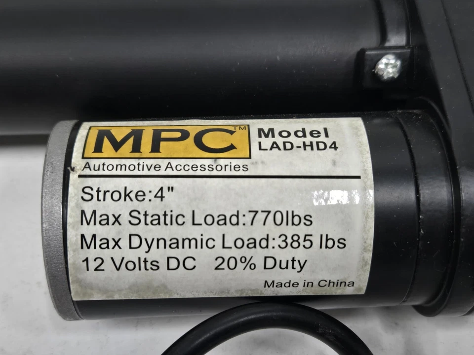 MPC  Heavy Duty  Linear Actuator 4" Stroke  770 Lb Max Static Load 12V DC - Image 3 of 4
