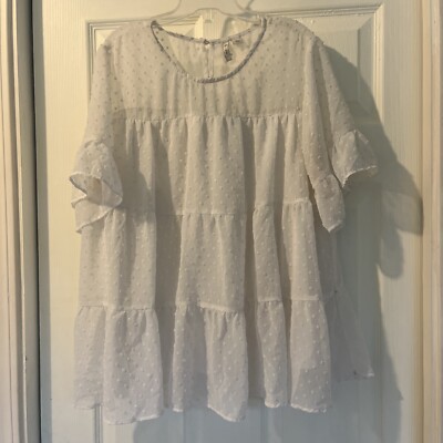 Established 1946 Women white tiered top lined see thru sz large