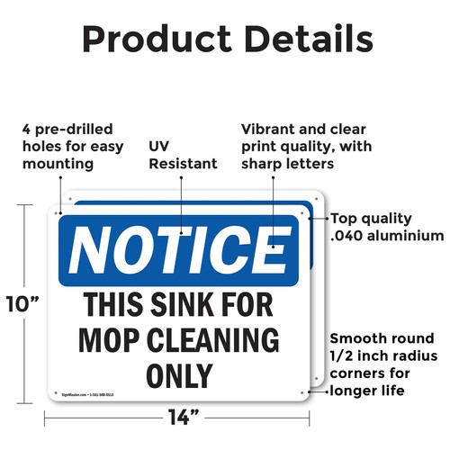 (2 Pack) This Sink For Mop Cleaning Only OSHA Notice Sign Decal Metal Plastic - Bild 2 von 22