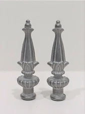 Pair Ornate Cast Pot Metal Lamp Shade Finials-Dual Thread (3-1/4")