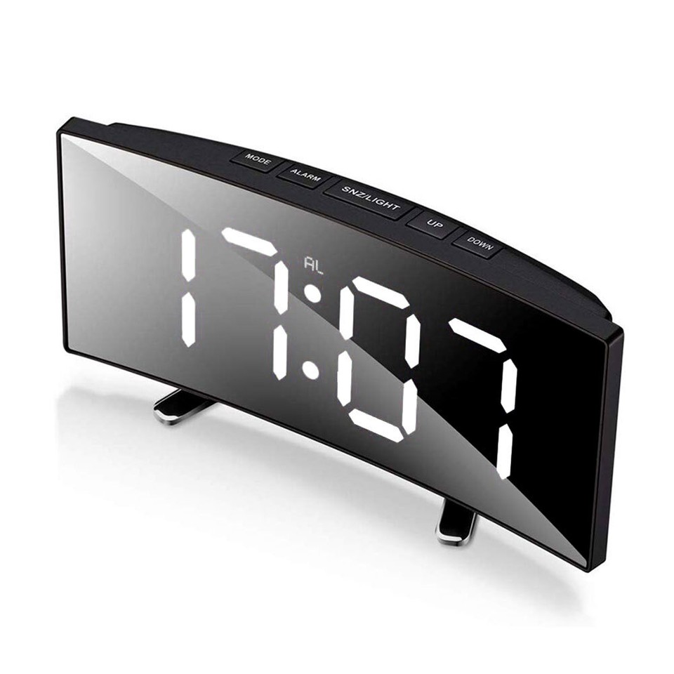 LED Digital Alarm Electronic Clock Desk Battery Mains USB/Battery