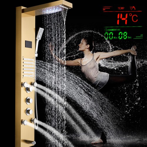 Panel de Ducha Moderna Acero Inoxidable Columna de Hidromasaje Para Baño Con LED - Imagen 208 de 347