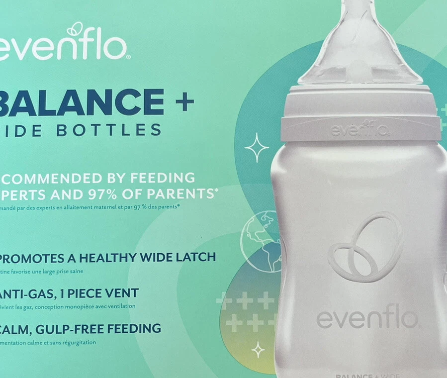 Juego de 6 biberones Evenflo Balance + cuello ancho de plástico transparente, 9 oz cada uno, BPA- Foto 3 de 4